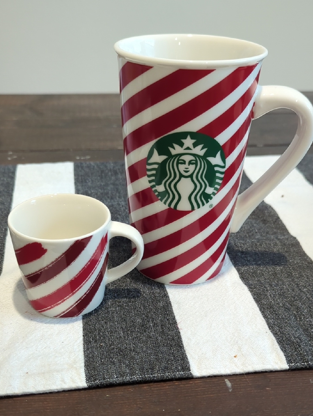Starbucks Red & White Diagonal Stripe Ceramic Mug